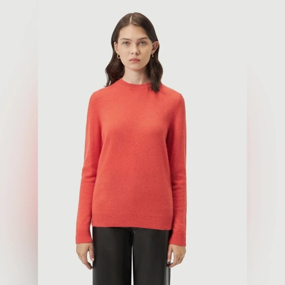 Tahari 100% Cashmere Sweater M Rust Orange Quiet Luxury Classic - Picture 3 of 10